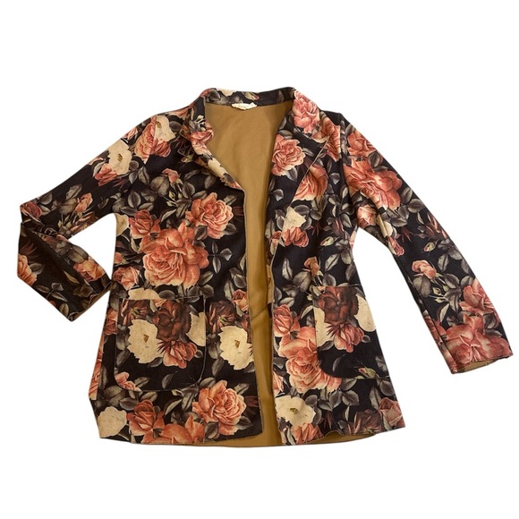 Solitaire soft open front watercolor floral blazer M - Picture 1 of 9